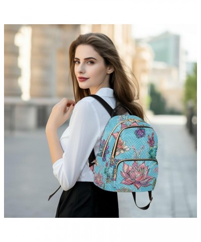 Women Backpack Succulent Summer Blue Anti-Theft Travel Backpack with Luggage Belt Lightweight Handbag Lady Purse Roomy Double...