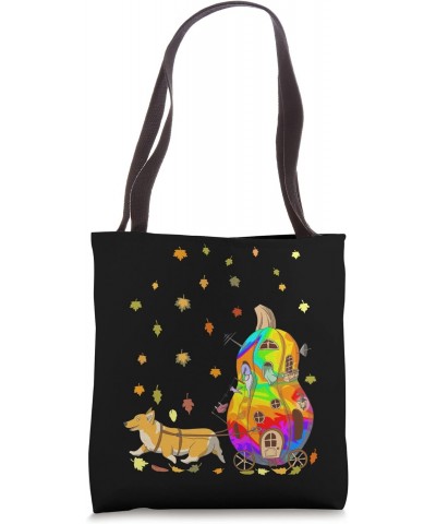 Corgi Dog, Gnome & Pumpkin Rainbow Tie Dye Fall Thanksgiving Tote Bag $8.96 Totes