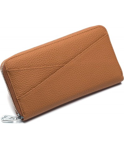 Women's Genuine Leather Wallet RFID Blocking Zip Around Wallet Large Capacity Long Purse Credit Card Clutch (Pink) Brown $30....