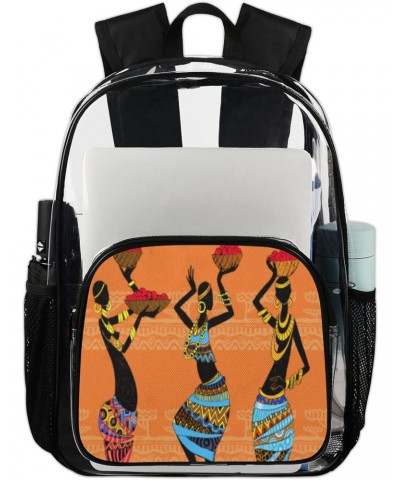 African Women Clear Backpack, Ethnic Ethnic Aztec Heavy Duty PVC Transparent Backpack See Through Waterproof Backpacks Large ...