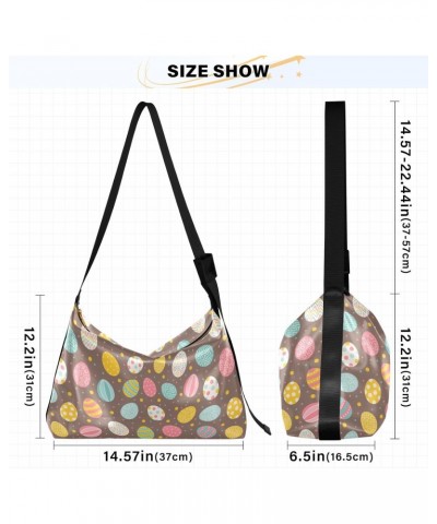 Easter Eggs Hobo Bags for Women Leather Purses Shoulder Bag Crossbody Bag Handbag for Gifts Work Travel $19.79 Hobo Bags