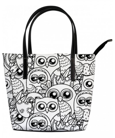 Fashionable women's handbag tote bag, Cute Cartoon Owlsprinted shoulder bag is light and durable $26.94 Shoulder Bags