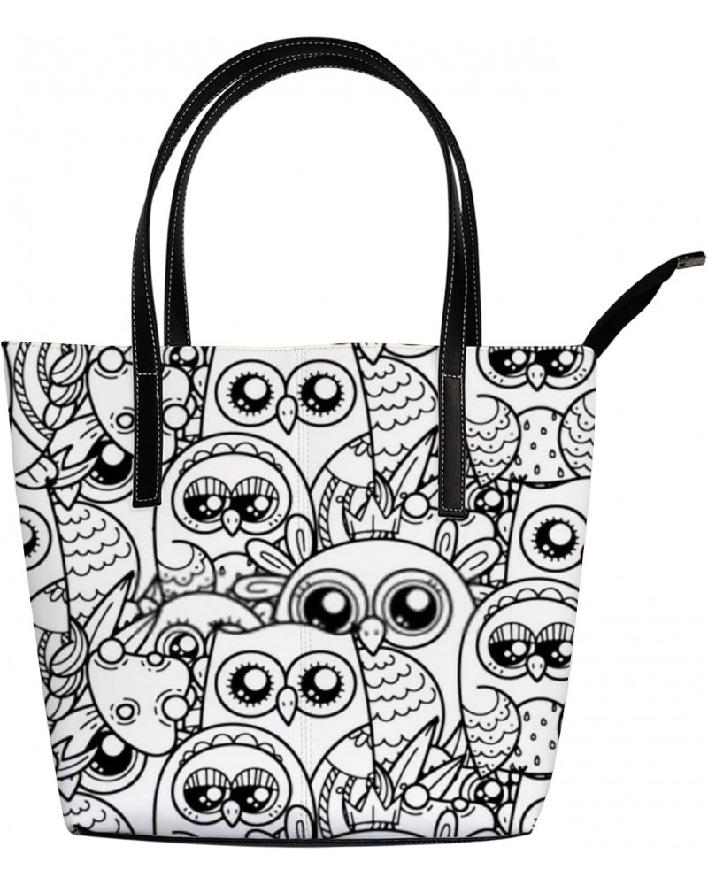 Fashionable women's handbag tote bag, Cute Cartoon Owlsprinted shoulder bag is light and durable $26.94 Shoulder Bags