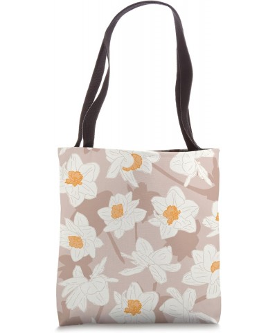 Daffodil Blooms Floral Pattern | Warm Brown Tote Bag $11.31 Totes