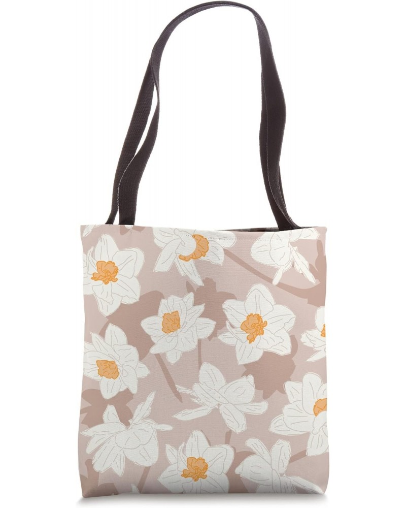 Daffodil Blooms Floral Pattern | Warm Brown Tote Bag $11.31 Totes