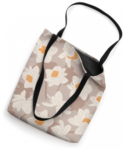 Daffodil Blooms Floral Pattern | Warm Brown Tote Bag $11.31 Totes