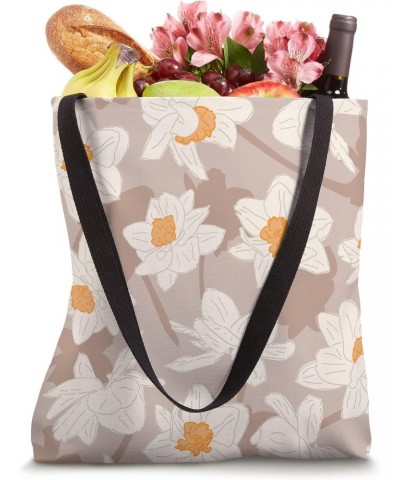 Daffodil Blooms Floral Pattern | Warm Brown Tote Bag $11.31 Totes