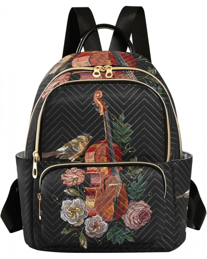 Small Backpack for Women Travel Bag Musical Violin Bird Rose Daypack Purse Fashion Shoulder Bag Rucksack Medium B1010 $10.40 ...