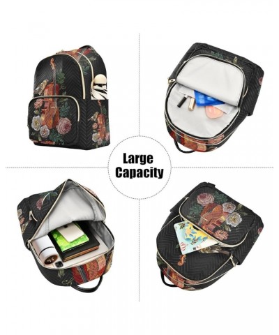 Small Backpack for Women Travel Bag Musical Violin Bird Rose Daypack Purse Fashion Shoulder Bag Rucksack Medium B1010 $10.40 ...