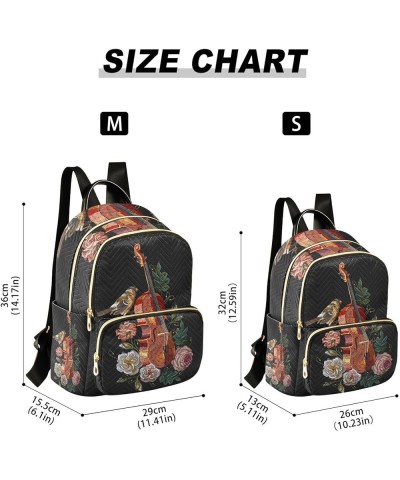 Small Backpack for Women Travel Bag Musical Violin Bird Rose Daypack Purse Fashion Shoulder Bag Rucksack Medium B1010 $10.40 ...