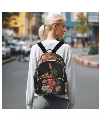 Small Backpack for Women Travel Bag Musical Violin Bird Rose Daypack Purse Fashion Shoulder Bag Rucksack Medium B1010 $10.40 ...