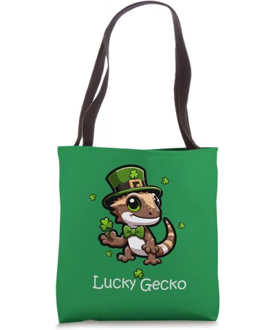 Lucky Crested Gecko Holding Clover St Patrick's Celebration Tote Bag $13.26 Totes