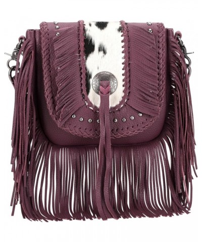 Western Crossbody Bags for Women Cowgirl Small Tooled Fringe Leather Purse J1-real Leather-purple $30.55 Shoulder Bags