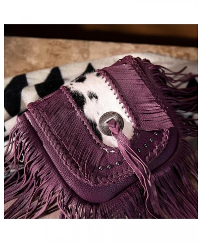 Western Crossbody Bags for Women Cowgirl Small Tooled Fringe Leather Purse J1-real Leather-purple $30.55 Shoulder Bags