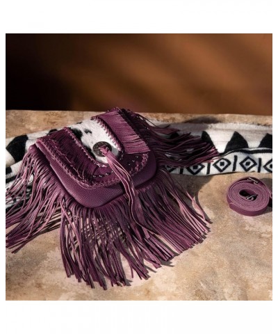 Western Crossbody Bags for Women Cowgirl Small Tooled Fringe Leather Purse J1-real Leather-purple $30.55 Shoulder Bags