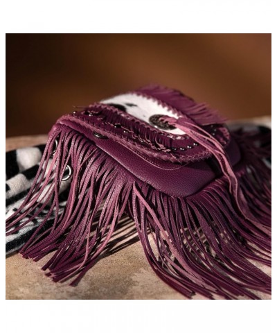 Western Crossbody Bags for Women Cowgirl Small Tooled Fringe Leather Purse J1-real Leather-purple $30.55 Shoulder Bags