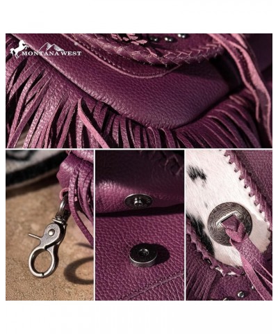 Western Crossbody Bags for Women Cowgirl Small Tooled Fringe Leather Purse J1-real Leather-purple $30.55 Shoulder Bags