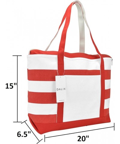 Beach Tote Bag Shoulder Bags Striped Monogrammed Red Ballent Letter A - Z H $12.60 Totes