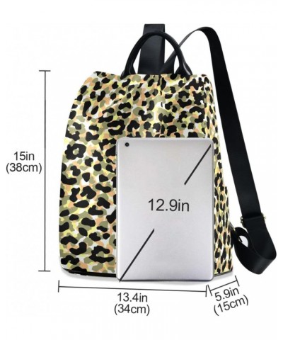 Women Fashion Backpack Leopard Print Camouflage Large Capacity Shoulder Bag Travel Knapsack Lightweight Shoulder Bag For Trav...