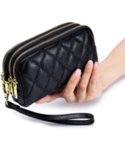 Genuine Leather Wallet for Women Wristlet Clutch Purse Quilted Purse Large Capacity Mobile Phone Pouch Purple $28.94 Totes