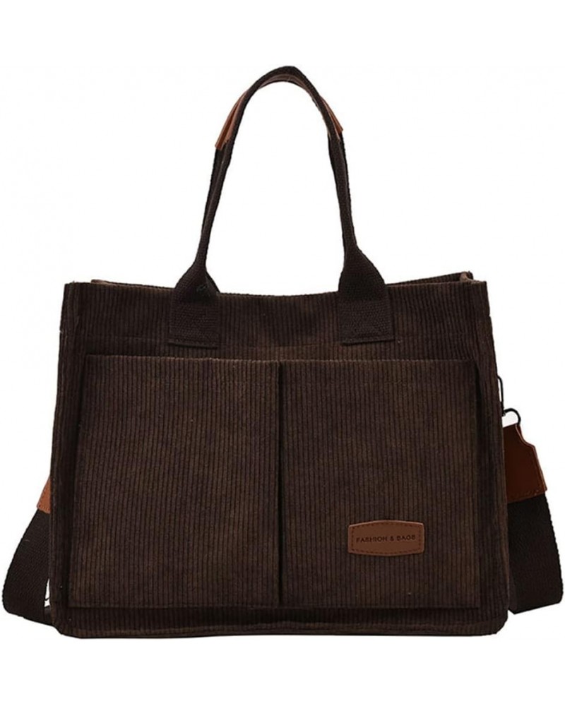 Corduroy Tote Bag for Women Crossbody Canvas Purses Handbags Shoulder Bags Satchel Bag for Teen Girls Brown $14.74 Totes