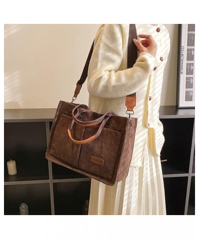 Corduroy Tote Bag for Women Crossbody Canvas Purses Handbags Shoulder Bags Satchel Bag for Teen Girls Brown $14.74 Totes