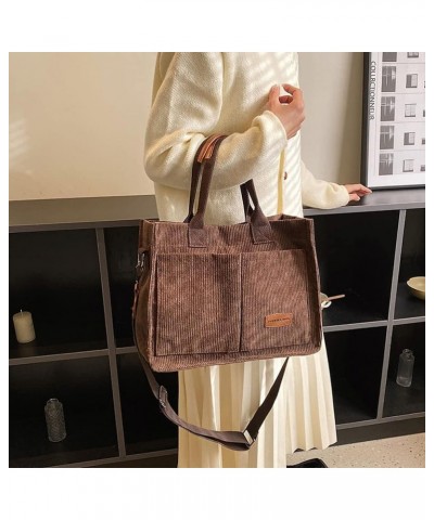 Corduroy Tote Bag for Women Crossbody Canvas Purses Handbags Shoulder Bags Satchel Bag for Teen Girls Brown $14.74 Totes