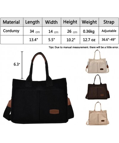 Corduroy Tote Bag for Women Crossbody Canvas Purses Handbags Shoulder Bags Satchel Bag for Teen Girls Brown $14.74 Totes