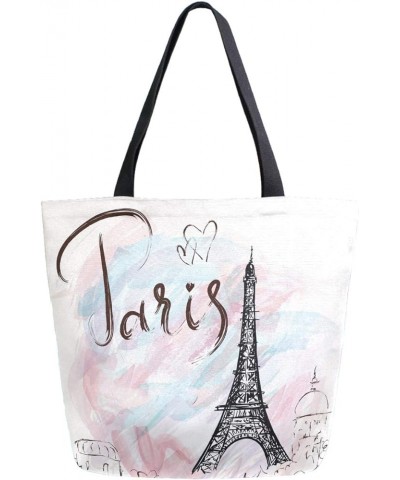 Stylish Funny Pattern Extra Large Shoulder Tote Bag for Beach Travel Weekender Gym Grocery Shopping Paris $11.33 Totes