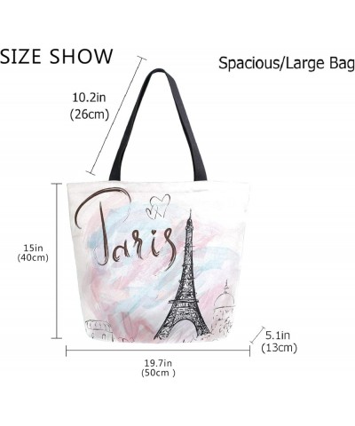 Stylish Funny Pattern Extra Large Shoulder Tote Bag for Beach Travel Weekender Gym Grocery Shopping Paris $11.33 Totes