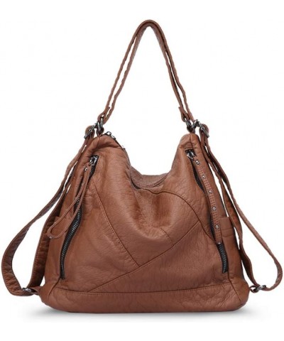 Large Soft Washed Leather Purses and Handbags for Women Hobo Bags Convertible Backpack Purse Shoulder Crossbody Bag Brown $26...