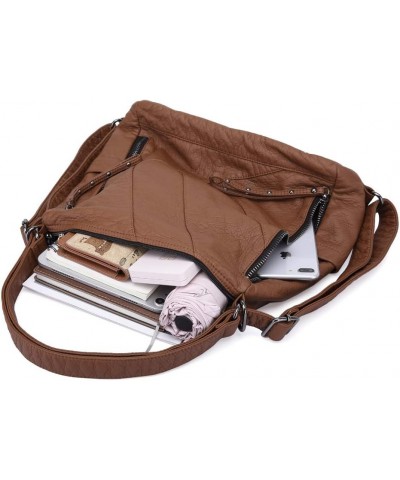 Large Soft Washed Leather Purses and Handbags for Women Hobo Bags Convertible Backpack Purse Shoulder Crossbody Bag Brown $26...