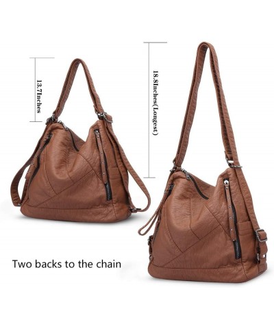 Large Soft Washed Leather Purses and Handbags for Women Hobo Bags Convertible Backpack Purse Shoulder Crossbody Bag Brown $26...