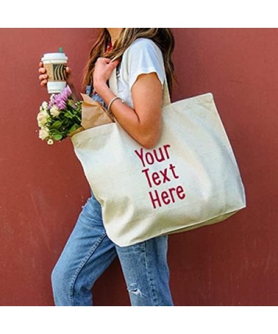 Tote Bags for Women - Custom Printed Large Canvas Tote Bag with 23" Web Canvas Handles. Add Your Text - Personalized Custom B...