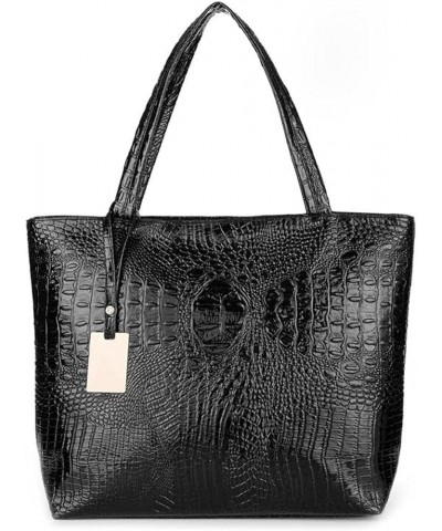 Womens Crocodile Large Tote Handbag Purse Shoulder Bag Travel Satchel Handbag A-black $14.74 Totes