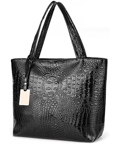 Womens Crocodile Large Tote Handbag Purse Shoulder Bag Travel Satchel Handbag A-black $14.74 Totes