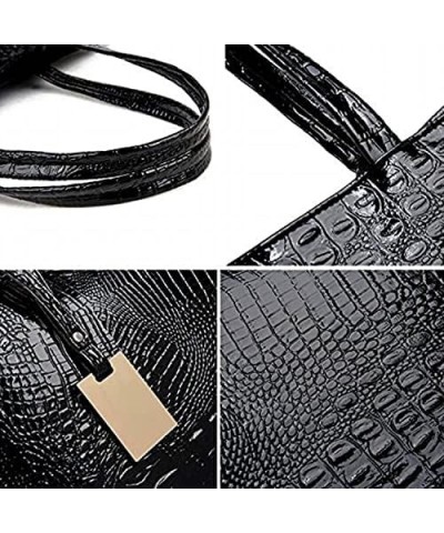 Womens Crocodile Large Tote Handbag Purse Shoulder Bag Travel Satchel Handbag A-black $14.74 Totes