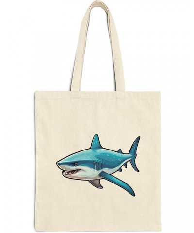 Blue Shark Cotton Tote Bag for Women Men Casual Tote Bag Cloth Canvas Shopping Bags with Handles Cute Bags Everyday Use 15" x...