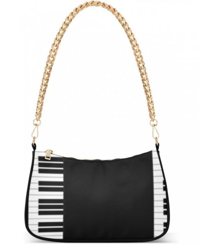 Women Small Shoulder Bag Black-and-white-piano-keys Girl Classic Purse Tote HandBag $22.33 Totes