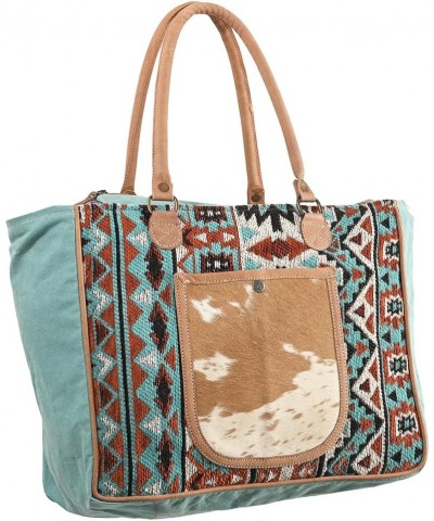 OHV272 TOTE Upcycled Wool Upcycled Canvas Hair-on Genuine Leather women bag western handbag purse $29.28 Totes