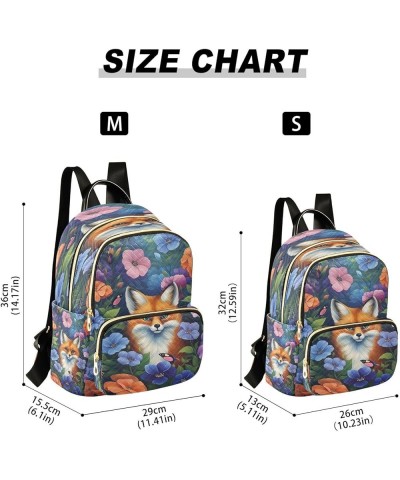 Fox Flowers Butterflies Quilted Backpack for Women Shoulder Bags Purse Travel Bag for Daily Nurse Work M Medium $12.40 Backpacks