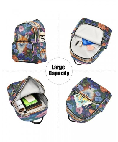 Fox Flowers Butterflies Quilted Backpack for Women Shoulder Bags Purse Travel Bag for Daily Nurse Work M Medium $12.40 Backpacks