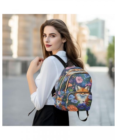 Fox Flowers Butterflies Quilted Backpack for Women Shoulder Bags Purse Travel Bag for Daily Nurse Work M Medium $12.40 Backpacks