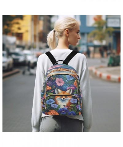 Fox Flowers Butterflies Quilted Backpack for Women Shoulder Bags Purse Travel Bag for Daily Nurse Work M Medium $12.40 Backpacks