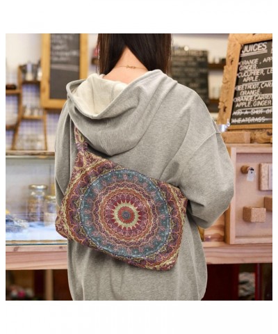 Women Boho Handbag Mandala Vibrant Flower Underarm Bag Tote Bag Shoulder Bag Crossbody Bag Fluffy Cell Phone Purse Lady Trave...