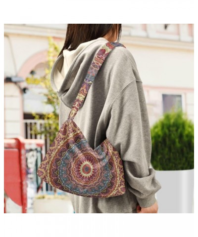 Women Boho Handbag Mandala Vibrant Flower Underarm Bag Tote Bag Shoulder Bag Crossbody Bag Fluffy Cell Phone Purse Lady Trave...