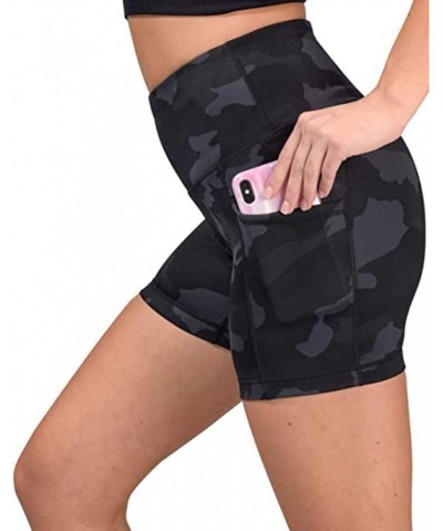 Women's Camouflage Printed Skinny Yoga Shorts High Waist Stretch Leggings Fitness Hot Pants with Side Pockets $12.16 Satchels