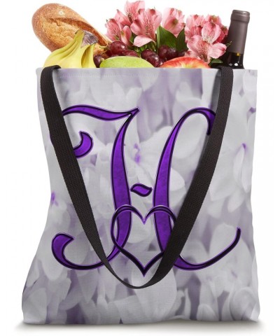 Lilac Heart Letter H Purple Flower Petal Nature Love Initial Tote Bag $11.14 Totes