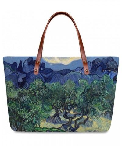 Women's Van Gogh Tote Bag Zipper Top Handle Satchel Handbags Purse Shoulder Bags Olive Trees $17.21 Satchels