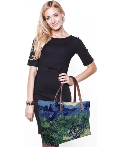 Women's Van Gogh Tote Bag Zipper Top Handle Satchel Handbags Purse Shoulder Bags Olive Trees $17.21 Satchels